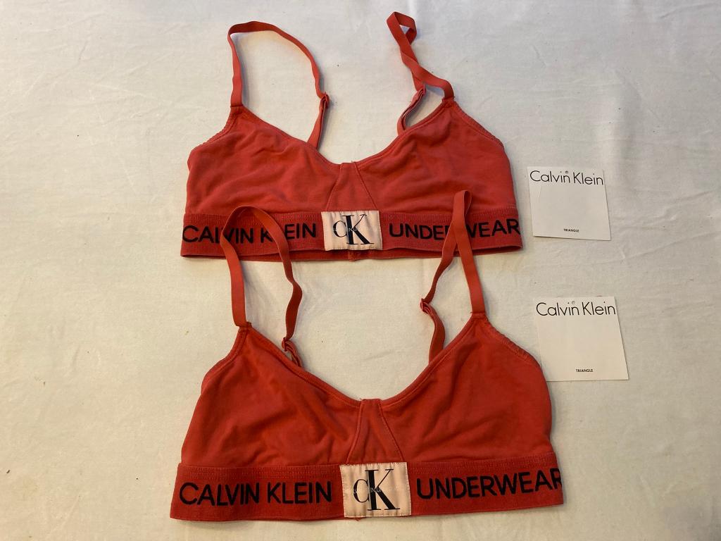 Ck calvin klein bh stretch rode katoen maat s 2 stuks!, Nacht- of Onderkleding, Gebruikt, Calvin Klein Jeans, Meisje