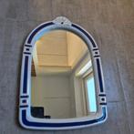 Spiegel met keramiek lijst Royal blue met goudbies, Ophalen, Wit