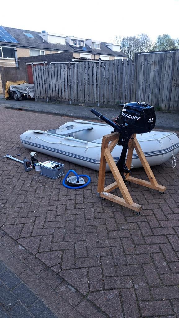 Rubberboot met 3.5 pk mercury 4 tact, Overige merken, Aluminium, Ophalen of Verzenden, Zo goed als nieuw