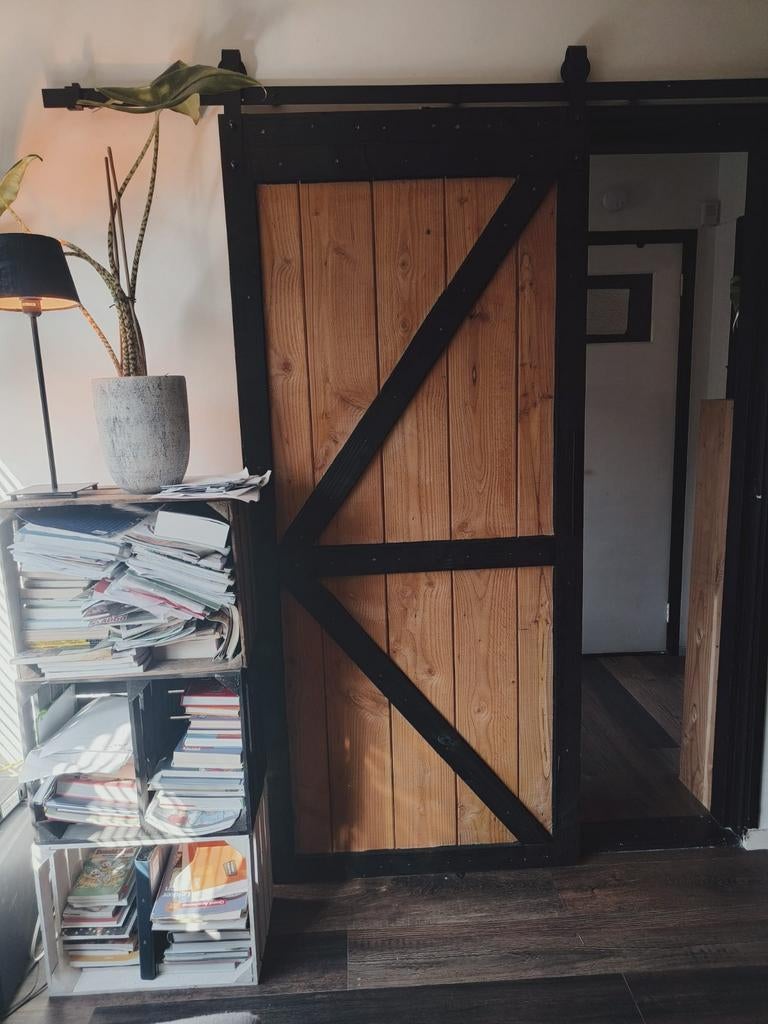 Douglas houten schuifdeur / barn door 207x100 met rails, Doe-het-zelf en Verbouw, Deuren en Horren, Binnendeur, Ophalen of Verzenden