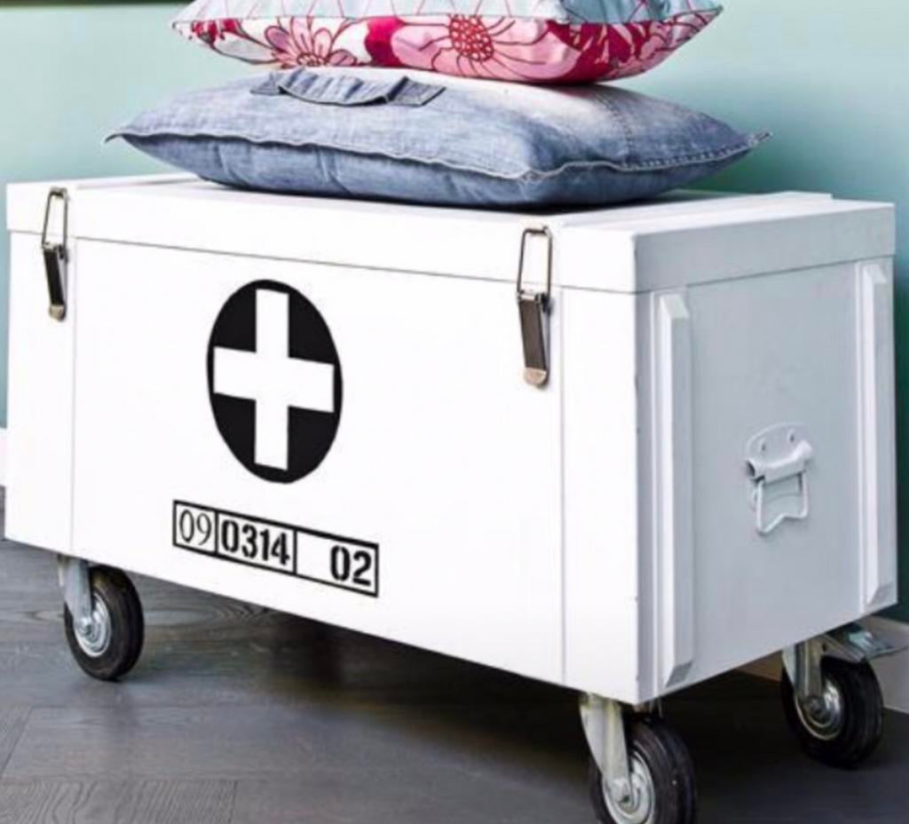 Kist wit zwart op wielen speelgoedkist HK Living, Ophalen, Zo goed als nieuw, Overige typen