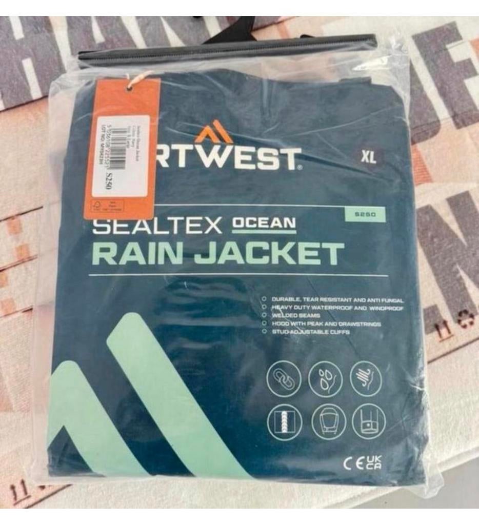 Portwest Sealtex ocean jack S250 Navy zeiljack regen jas XL, Nieuw, Ophalen of Verzenden, H, H