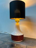 Vintage mid century tafel lamp met geometrische decor, Overige materialen, Mid century vintage jaren 60, Ophalen of Verzenden