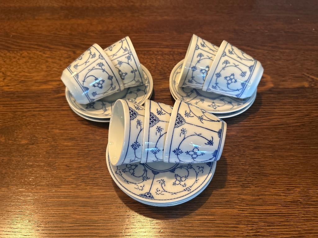 7x kop en schotel Blau Saks Jäger en Kahla, Ophalen of Verzenden, Gebruikt, Overige stijlen, Kop(pen) en/of Schotel(s)