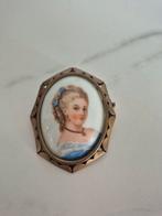 Antieke Porseleinen Broche - Limoges, Sieraden, Tassen en Uiterlijk, Broches, Brons, 4 tot 7 cm, Gebruikt, Overige kleuren