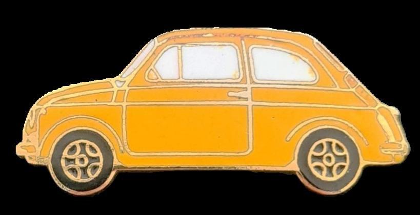 Fiat 500 model pin- okergeel, Verzenden, Nieuw, Transport, Speldje of Pin