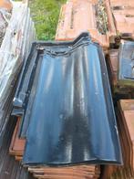 Mat zwart verglaasde dakpannen met nokvorsten, Doe-het-zelf en Verbouw, Ophalen, Steen of Klei, Zwart, 15 m² of meer