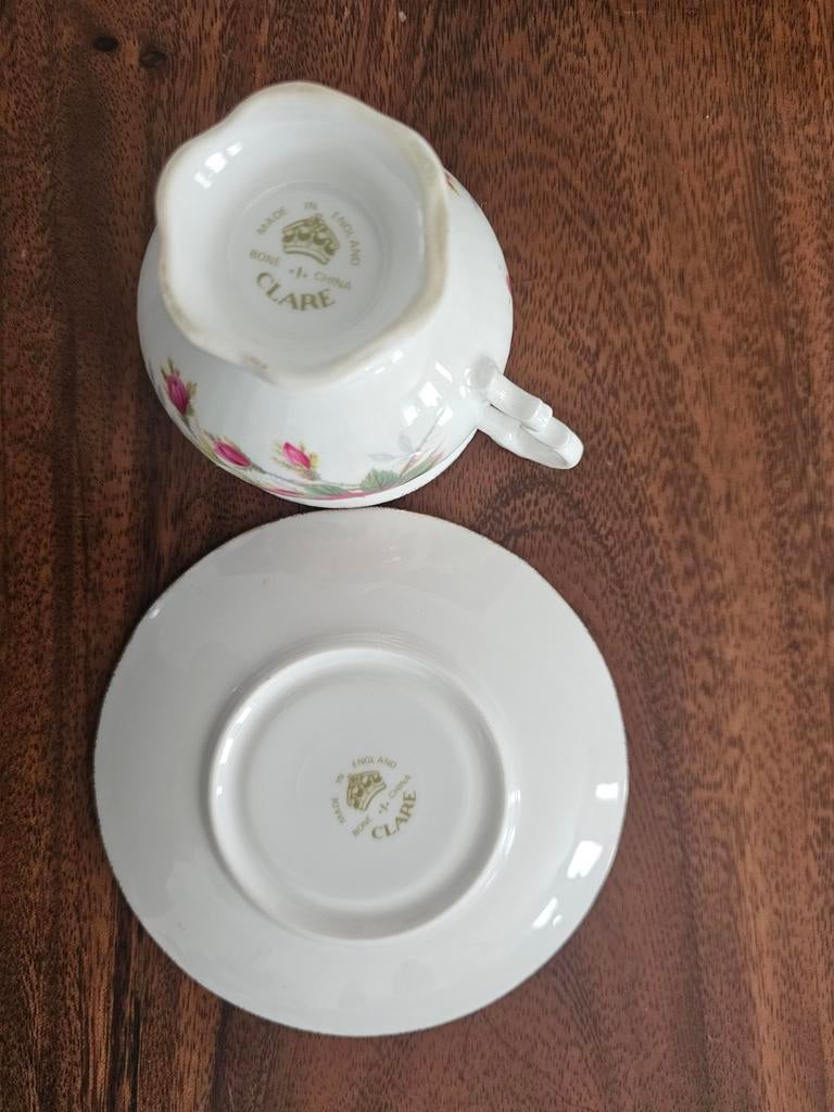 Kop en schotel met rozenpatroon, Made in England, Ophalen of Verzenden