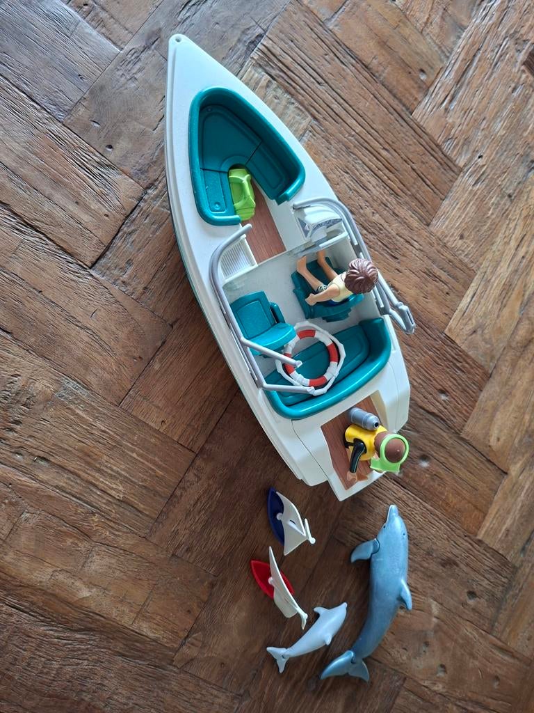 Playmobil speedboot met dolfijnen en accessoires, Ophalen of Verzenden, Jongen of Meisje