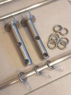 2x dubbele gordijnroede RVS L 165 cm, met 2x RVS voetsteun, Ophalen of Verzenden, Minder dan 100 cm