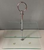 Glazen etagère met zilveren handvat, Huis en Inrichting, Woonaccessoires | Etagères, Ophalen of Verzenden, Zo goed als nieuw