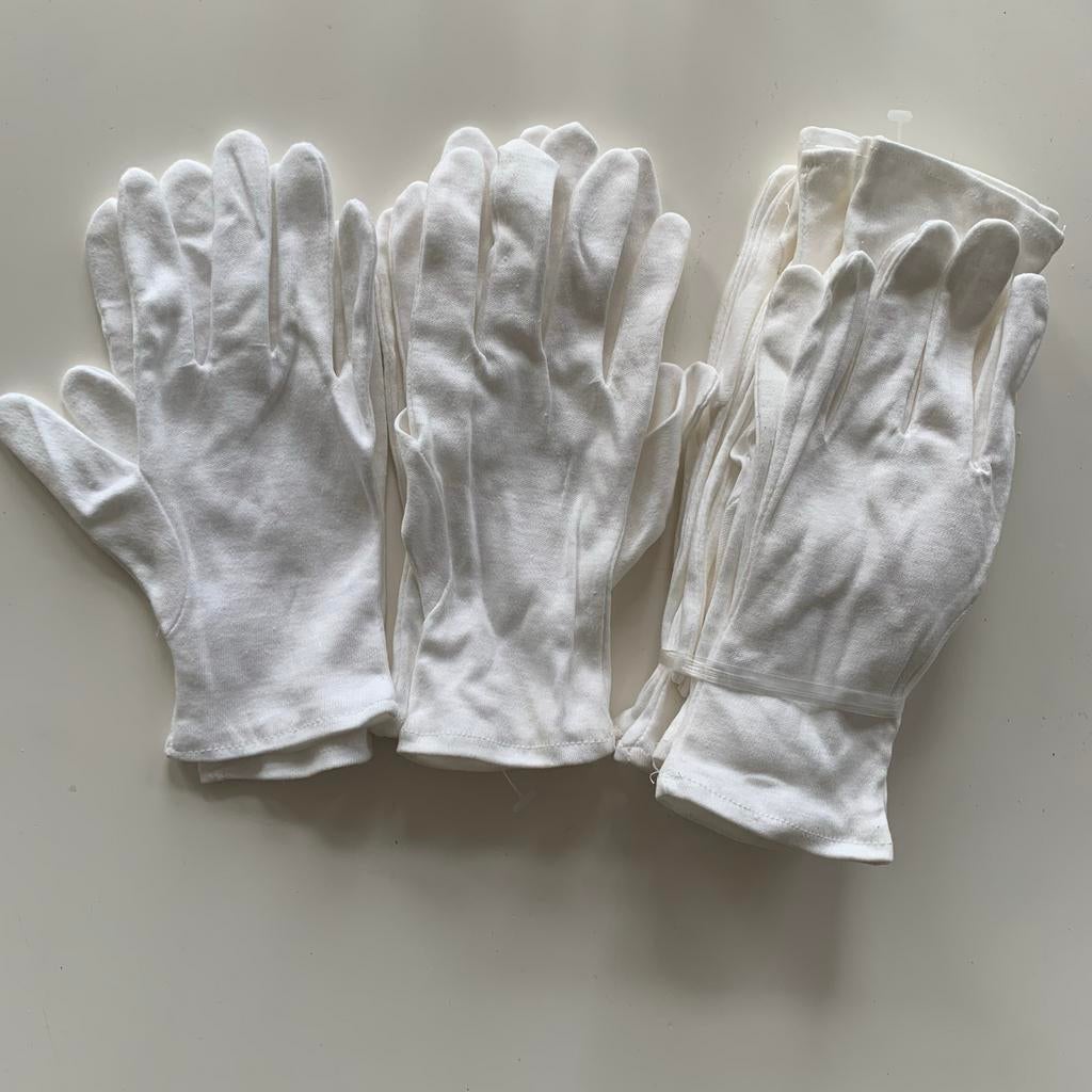 Witte katoenen handschoenen, 9 sets, Ophalen of Verzenden, Nieuw, Maat 38/40 (M), Handschoenen