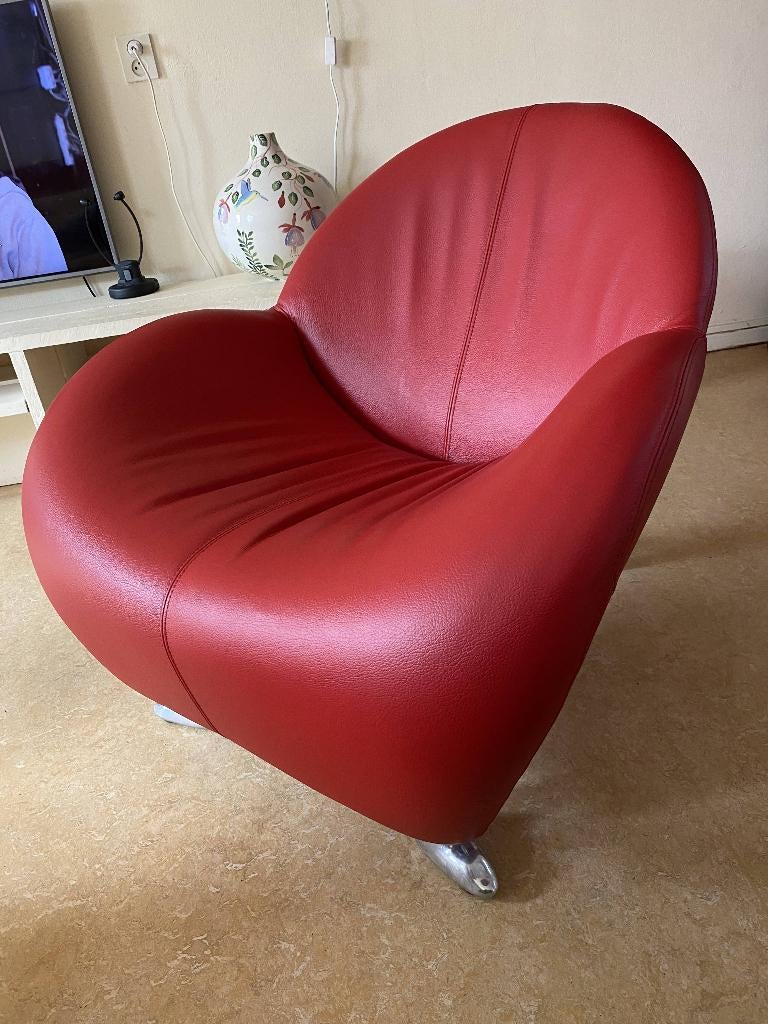 Fauteuil Leolux Papageno rode kleur, Ophalen of Verzenden, Gebruikt, 75 tot 100 cm, 50 tot 75 cm