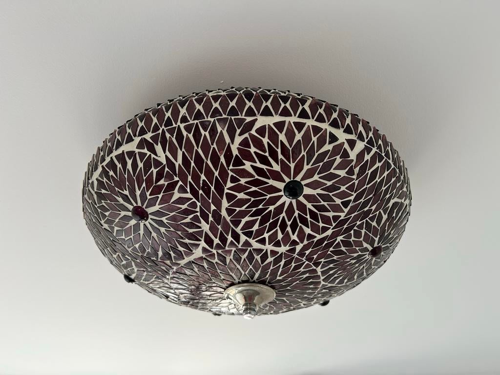 Mozaïek plafondlamp vintage, Ophalen, Zo goed als nieuw, Glas