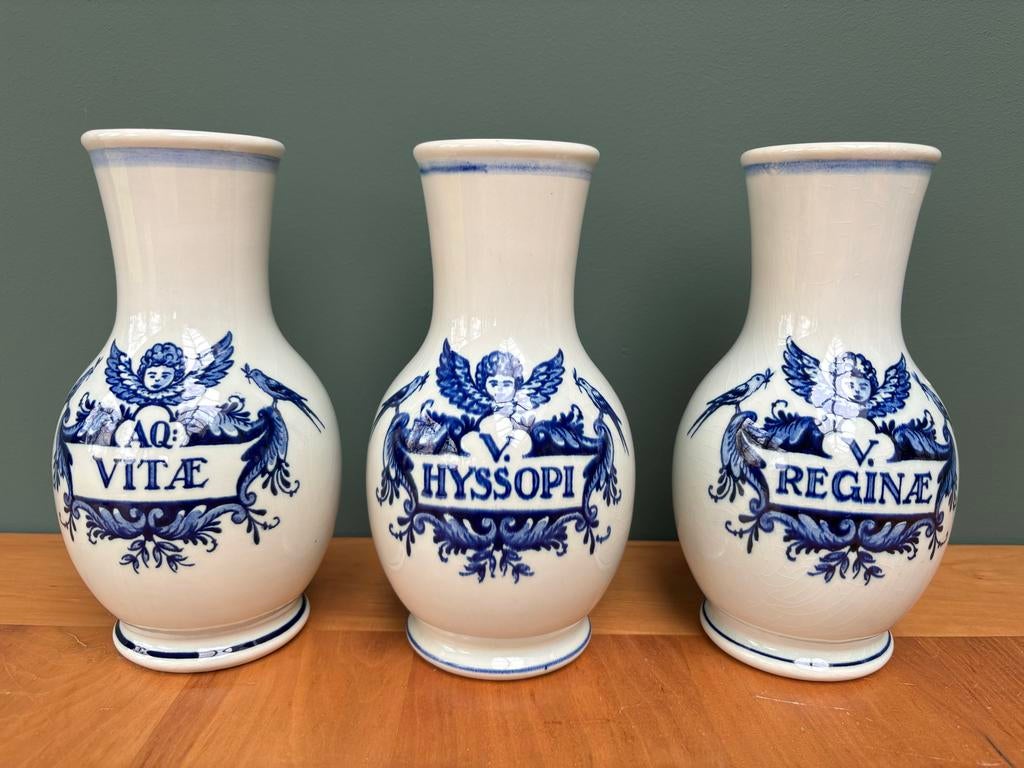 Set van 3 InterPharm porseleinen apothekers potten, Ophalen of Verzenden