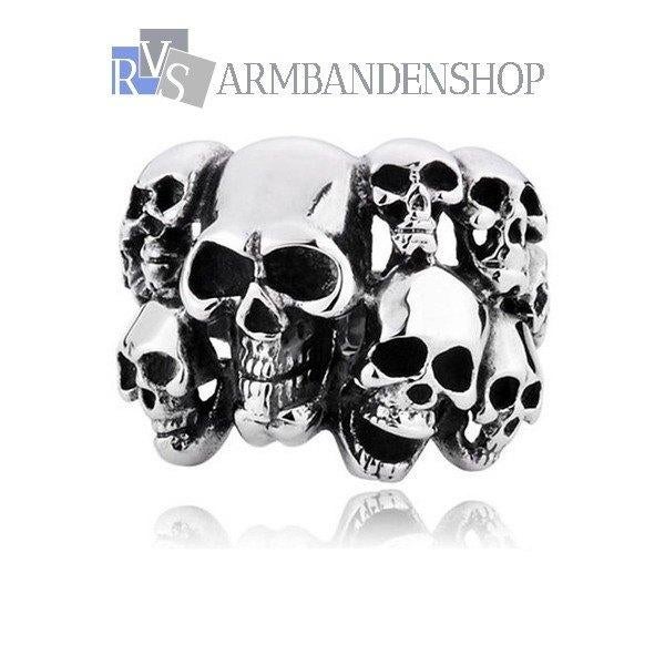 div. rvs biker skull ring en armbanden en hangers heren, 18 tot 19, Nieuw, Dame of Heer, Zilver