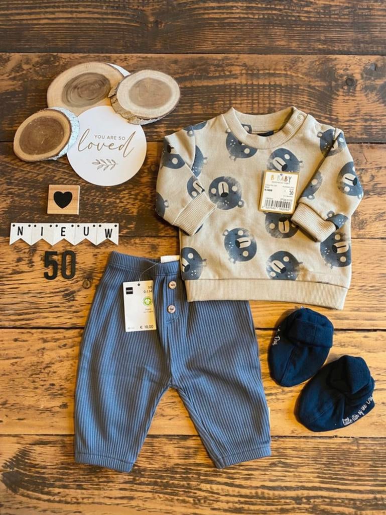 Baby boy setje trui, broekje, slofjes blauw maat 50, Ophalen of Verzenden, Nieuw, Jongetje of Meisje, Setje