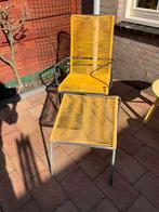 4 tuinstoelen, 1 voetenbank, Intratuin Steef relaxstoel geel, Tuin en Terras, Tuinsets en Loungesets, Ophalen, 4 zitplaatsen, Kunststof