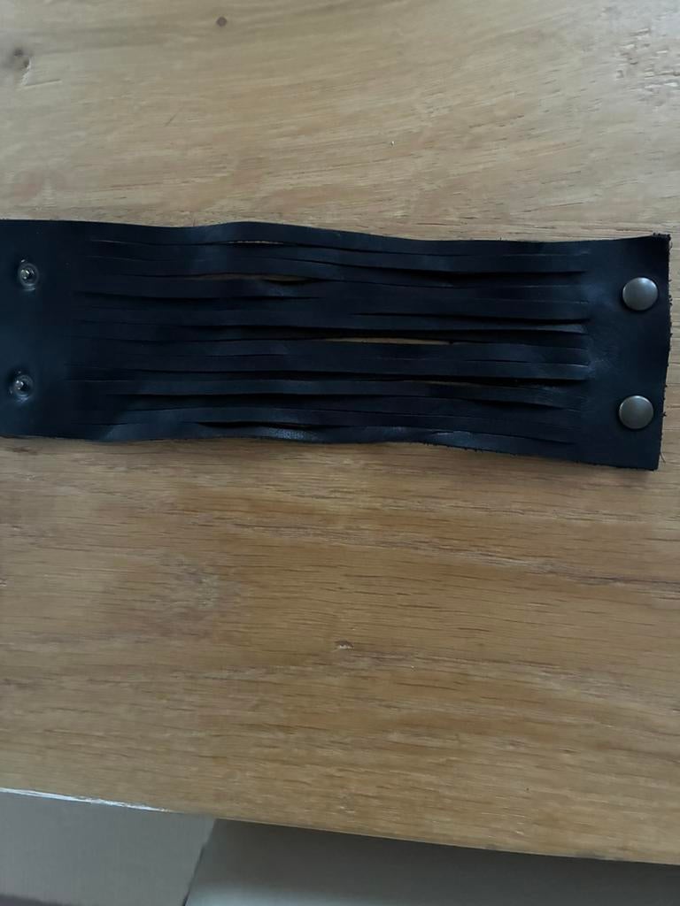 Leren brede armband met 2 drukkers, Verzenden, Zo goed als nieuw, Bruin, Leer