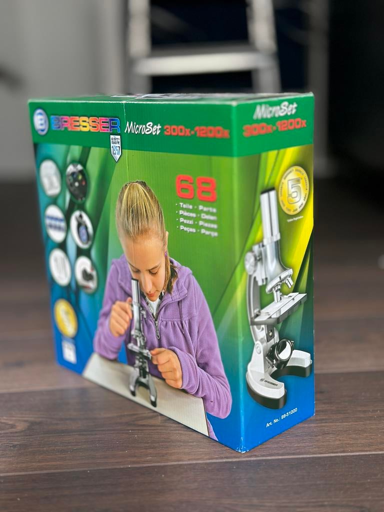 Bresser MicroSet 300x-1200x microscoop, Audio, Tv en Foto, Optische apparatuur | Microscopen, Ophalen, Gebruikt, 1000x of meer