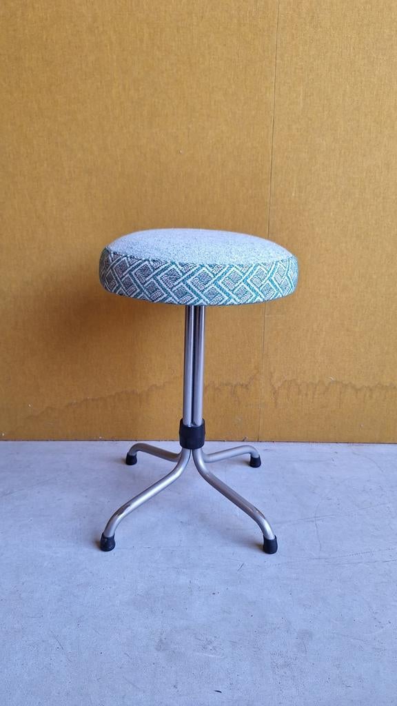 Vintage Brabantia kruk, krukje met nieuwe stoffering, Gebruikt, Vintage, Ophalen of Verzenden, Nvt