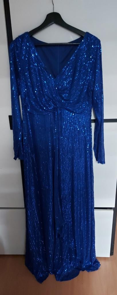 Prachtige Blauwe Pailletten Galajurk maat. 42/44, Galajurk, Blauw, Maat 42/44 (L), Nieuw