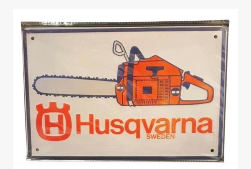 Husqvarna Reclamebord Metaal 20x30 cm - Kettingzaag Design, Ophalen of Verzenden, Nieuw, Reclamebord