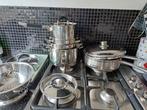 Mooie pannen set voor gas gebruikt, Huis en Inrichting, Ophalen of Verzenden, Rvs, Pannenset