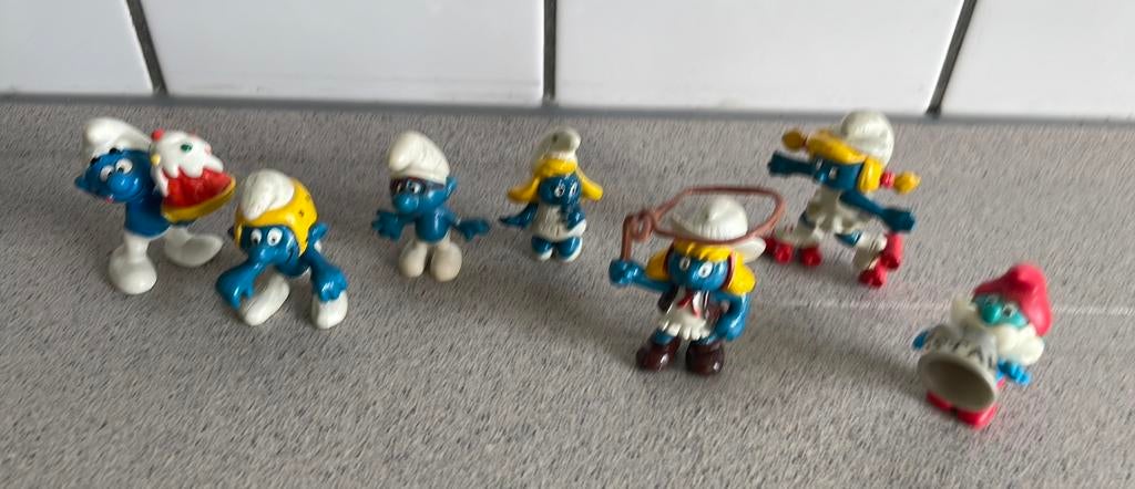7 smurfen taart rollerskates rodeo worstelen, Verzamelen, Smurfen, Ophalen of Verzenden, Zo goed als nieuw