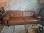 Moderne cognac buffel leren 3-zits bank met stalen frame, Ophalen, Gebruikt, Driepersoons, Rechte bank