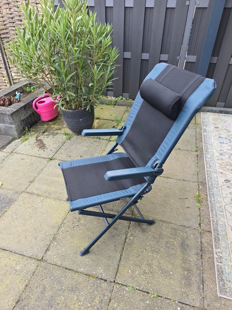 Blauwe campingstoel met hoofdsteun, Ophalen, Campingstoel