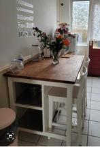 Ikea keukeneiland met 2 barkrukken, Ophalen, Gebruikt, 90 cm of meer, Hout