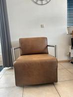 Jess Design fauteuil – leer met RVS frame | design stoel, Huis en Inrichting, Fauteuils, Ophalen, Zo goed als nieuw, 50 tot 75 cm