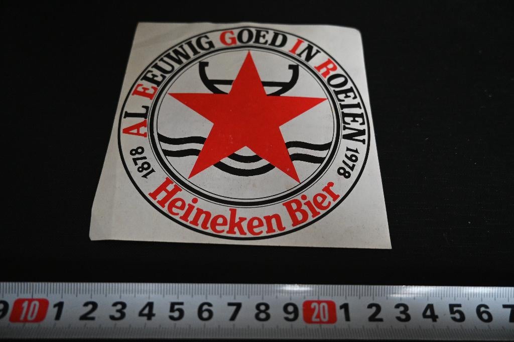 sticker HEINIKEN BIER Al eeuwig goed in roeien AEGIR 1978, Verzamelen, Ophalen, Zo goed als nieuw