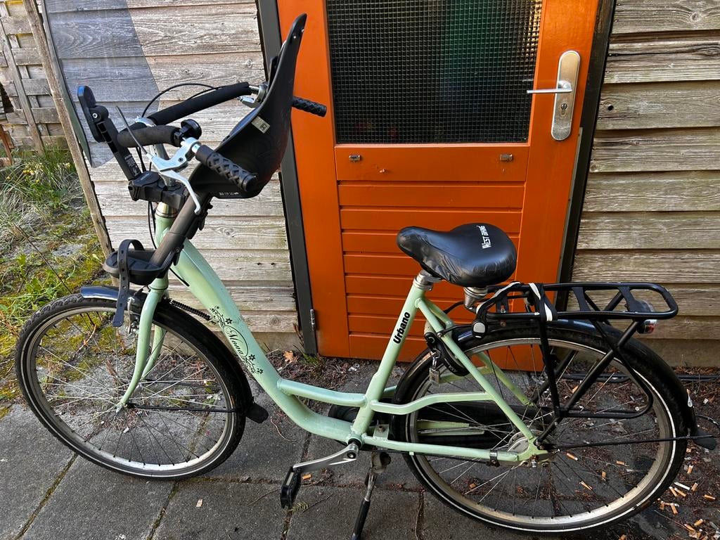 Urbano fiets + voorzitje en windscherm, Gebruikt, Windscherm, 1 zitje, Ophalen