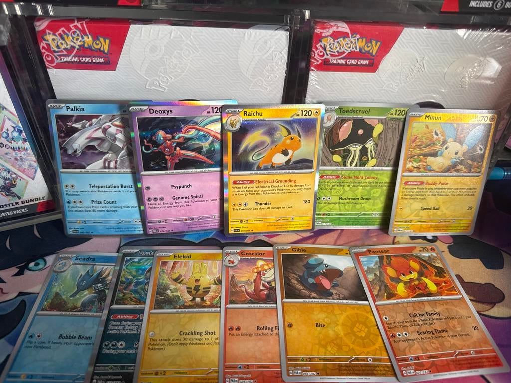 Pokémon kaarten Palkia, Deoxys, Raichu, Toedscruel, Minun, Ophalen of Verzenden, Gebruikt, Meerdere kaarten, Foil
