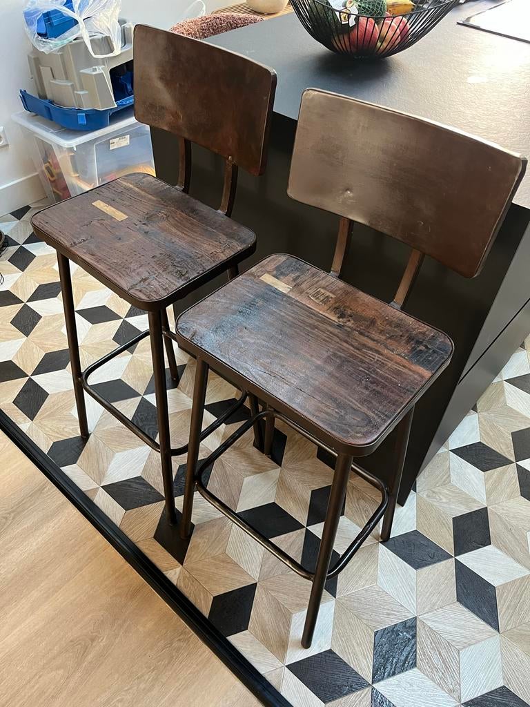 2 barkrukken van Loods 5, Ophalen, Gebruikt, Met voetsteun, 90 cm of meer