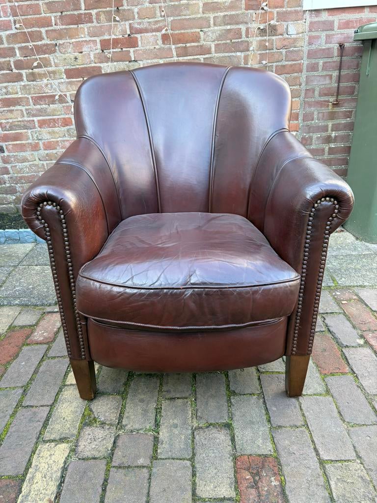 Muylaert schapenleren fauteuil, Ophalen of Verzenden, Zo goed als nieuw, 75 tot 100 cm, 50 tot 75 cm