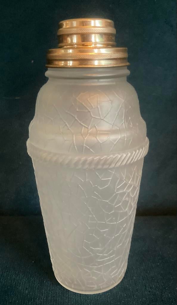 Vintage Glazen Cocktailshaker met Craquelé-effect, Antiek en Kunst, Ophalen of Verzenden