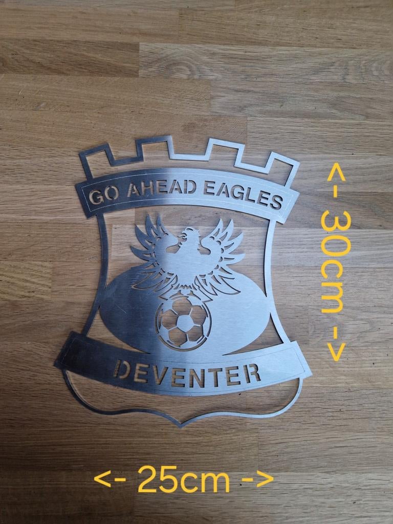 Go Ahead Eagles Deventer RVS Muurdecoratie, Ophalen of Verzenden, Nieuw, Overige binnenlandse clubs