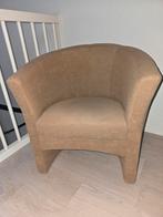 2x Lichtbruine stoffen kuipstoel fauteuil, Ophalen, Modern, Comfortabel, Gebruikt, 75 tot 100 cm