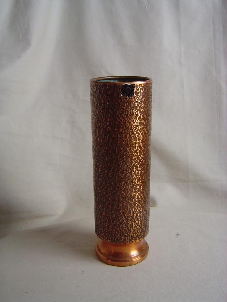 Vintage rechte koperen vaas Massiv Kupfer, Ophalen of Verzenden