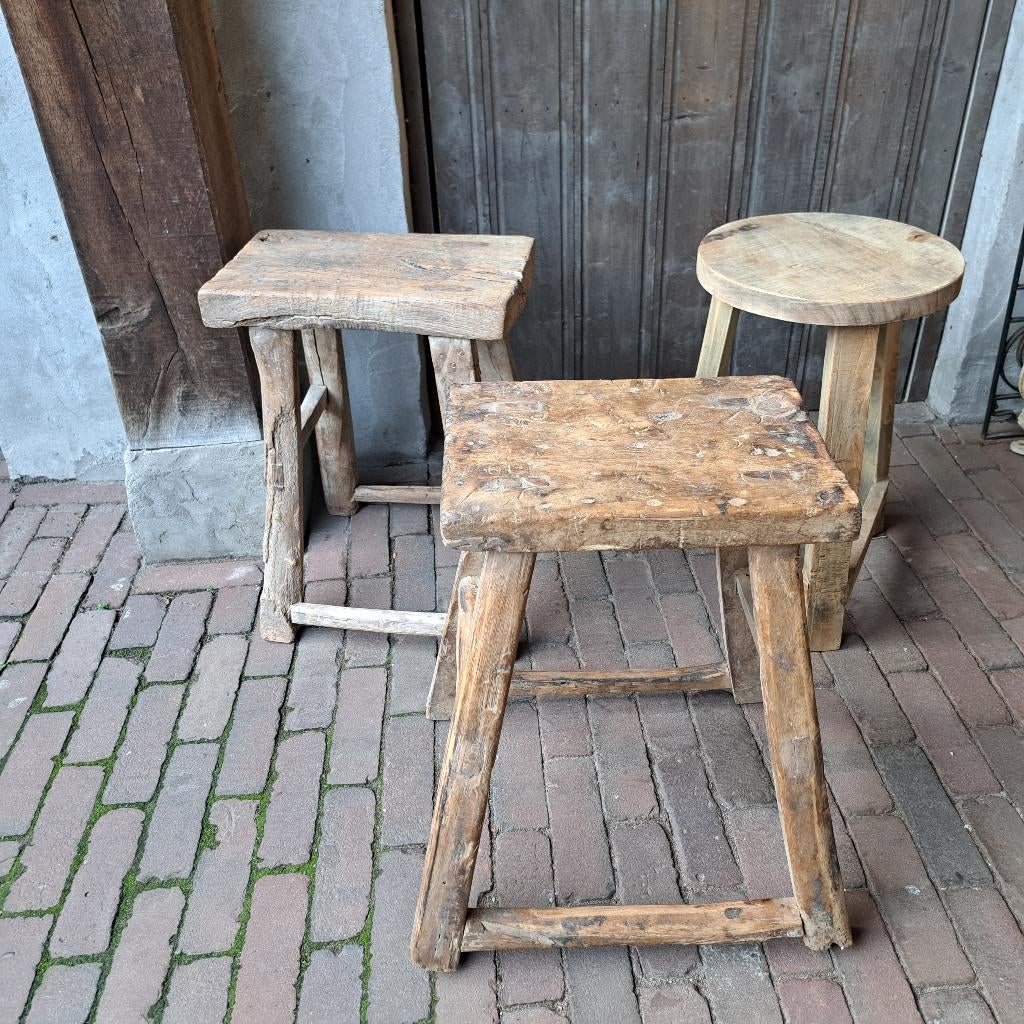 Landelijke houten Chinese kruk krukje sober *Etage3*, ., Nieuw, Ophalen of Verzenden, .