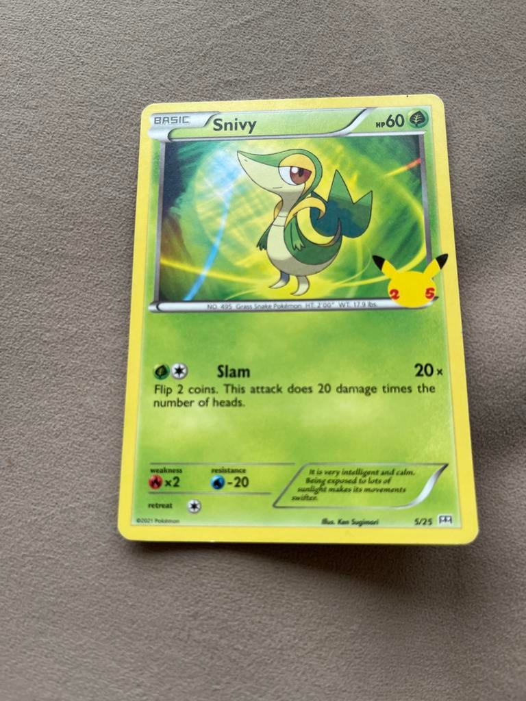 Snivy Celebrations Pokémonkaart, Ophalen of Verzenden, Zo goed als nieuw, Losse kaart, Foil