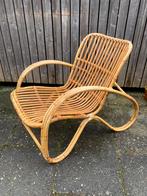 Vintage rotan luie stoel, Ophalen, Gebruikt, Overige kleuren, Mid Century vintage
