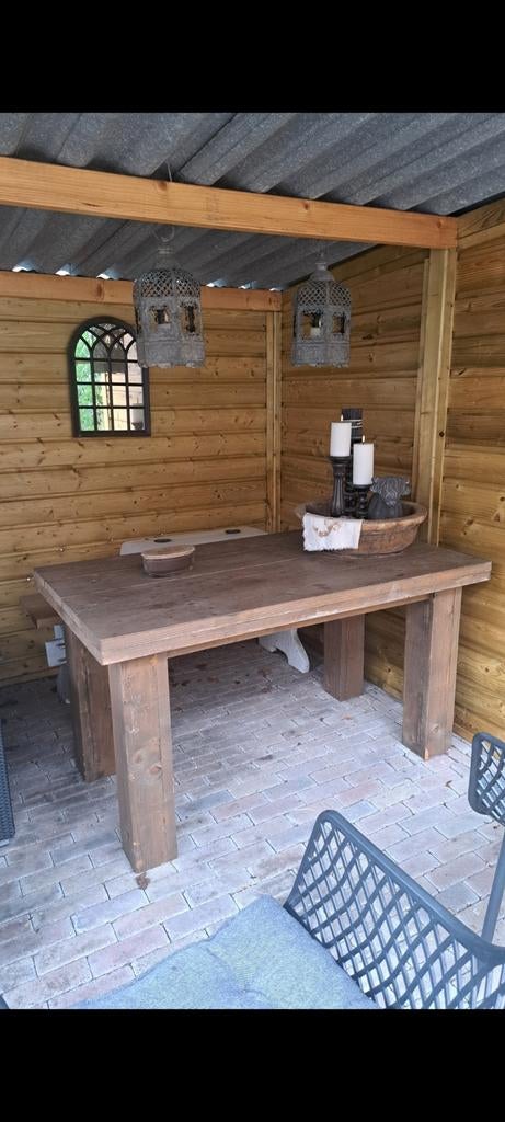 Houten eettafel., Huis en Inrichting, Tafels | Eettafels, Ophalen, Gebruikt, 100 tot 150 cm, 50 tot 100 cm