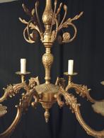 Antieke bronzen messing kroonluchter, Huis en Inrichting, Lampen | Kroonluchters, Ophalen