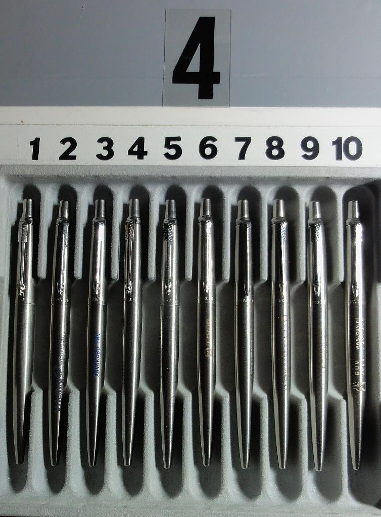 10 X PARKER JOTTER nr.4 MET RECLAME PER PARKER JOTTER, Verzamelen, Pennenverzamelingen, Gebruikt, Ophalen of Verzenden, Met reclame