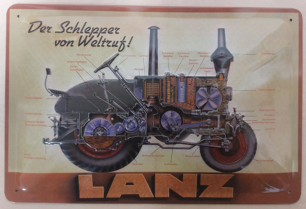 Lanz der schlepper tractor relief reclamebord van metaal
