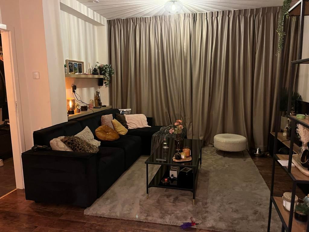 Zwarte hoekbank, Huis en Inrichting, Banken | Bankstellen, Ophalen, 250 tot 300 cm, Gebruikt, 100 tot 125 cm